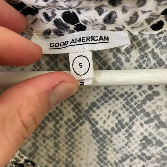 Good American Snake-Print Cropped Top Tie-Front Long Sleeve Blouse SZ 2XL / 5 - Picture 3 of 12